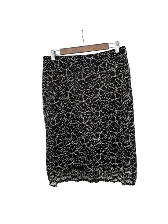Elle Dresses & Skirts - ELLE Womens Lace Pencil Skirt Black/White Pull On Knee Length Size 6